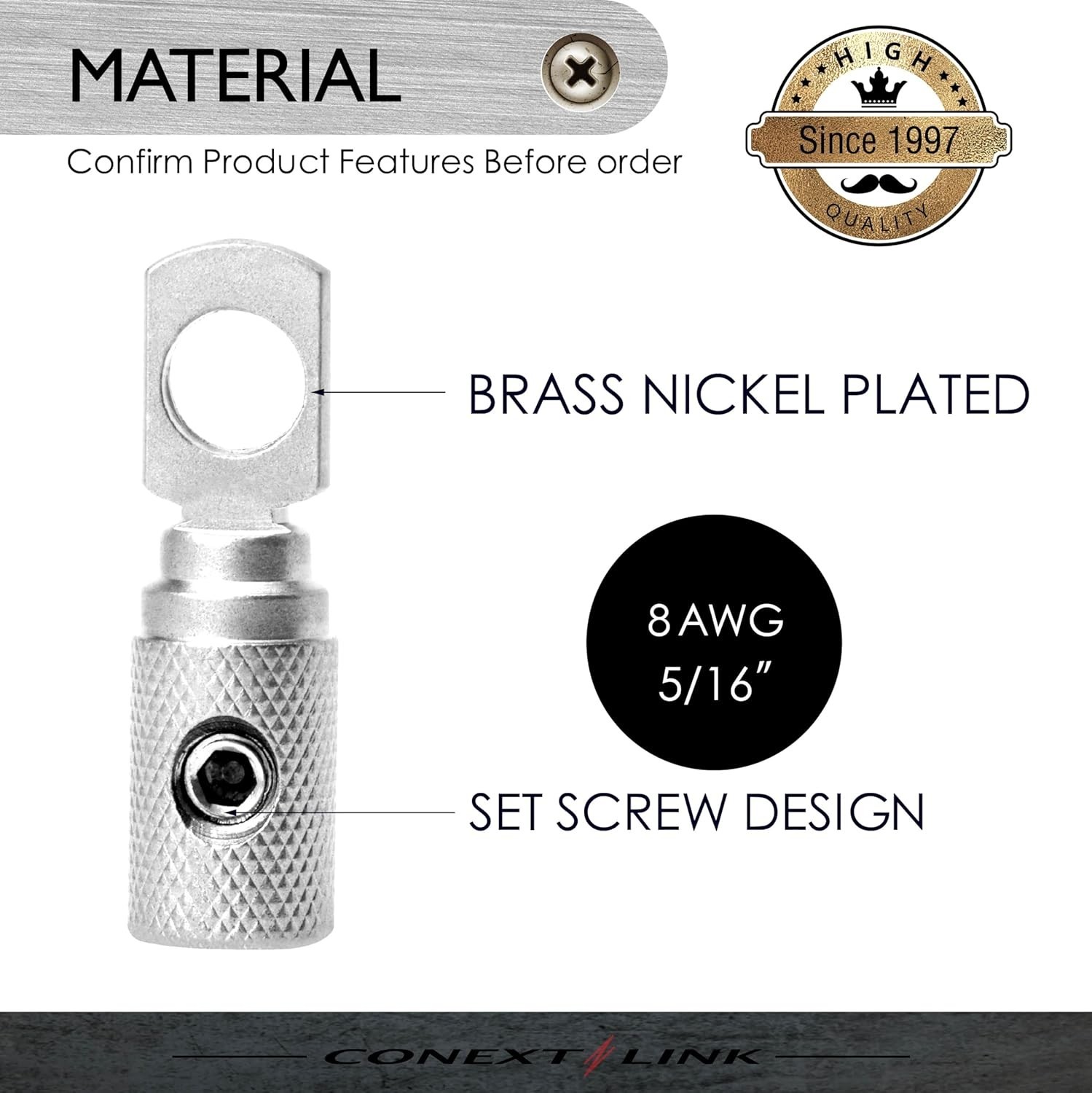 Set of 2 Nickel-Plated 8 Gauge Ring Terminals for Superior Connections