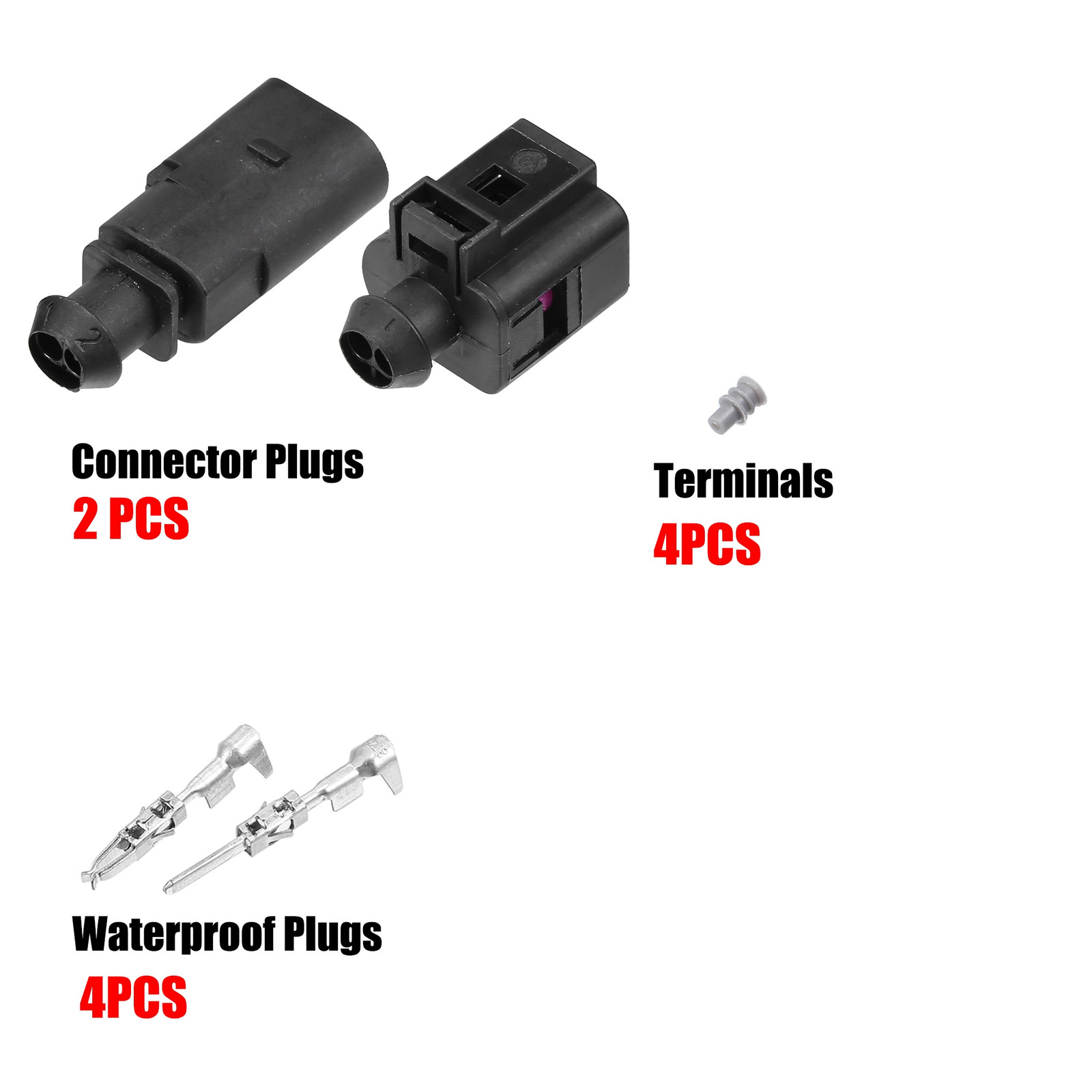 Pack (1) No.1J0973802 2Pin Male Female Connector Sensor Plug Adapter Kit for VW