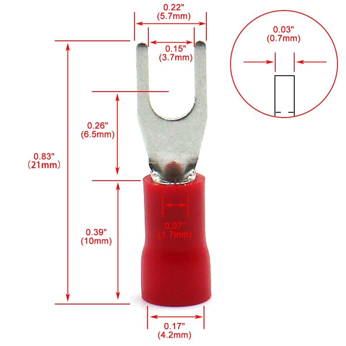 Baomain Fork Spade Terminal Connectors – Insulated, #6 Stud (3.7mm), 22-16 AW…