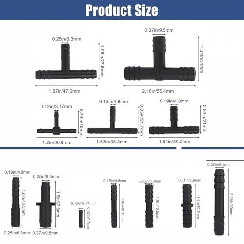 113 PCS Vacuum Connector Assortment, 12 Sizes Heat Resistant 240℃ (460℉) Nylon
