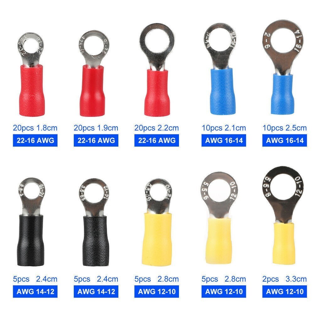 Insulated Electrical Wire Splice Terminal Spade/Crimp/O Ring Connector Kit USA