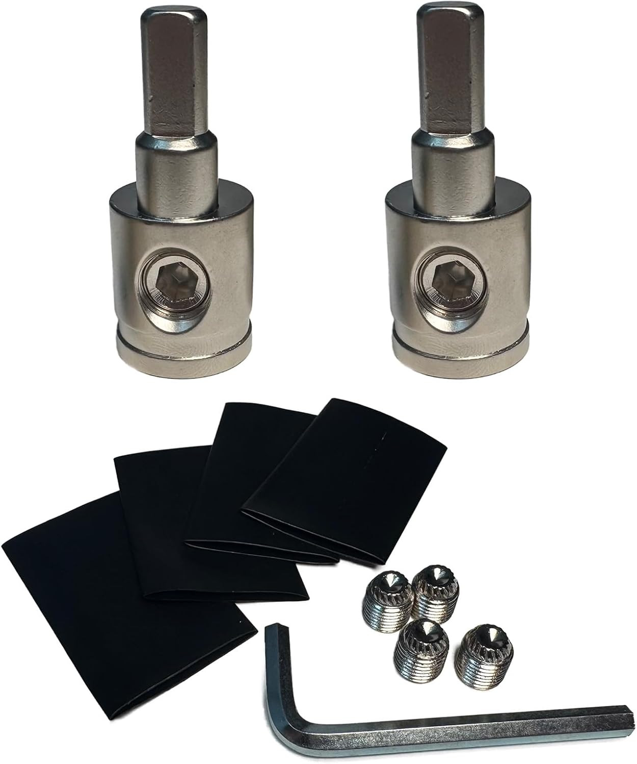 Heavy-Duty Brass Amp Input Reducers (1/0 AWG to 4 AWG) – Set of 2 with Heat Shri