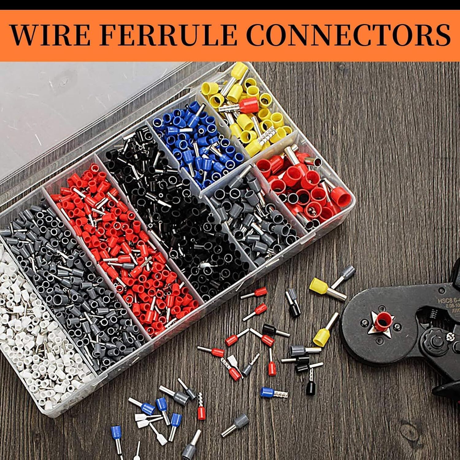 1800pcs Wire Ferrules Terminals Kit, Camtek Ferrule Crimping Kit Assortment Ferr