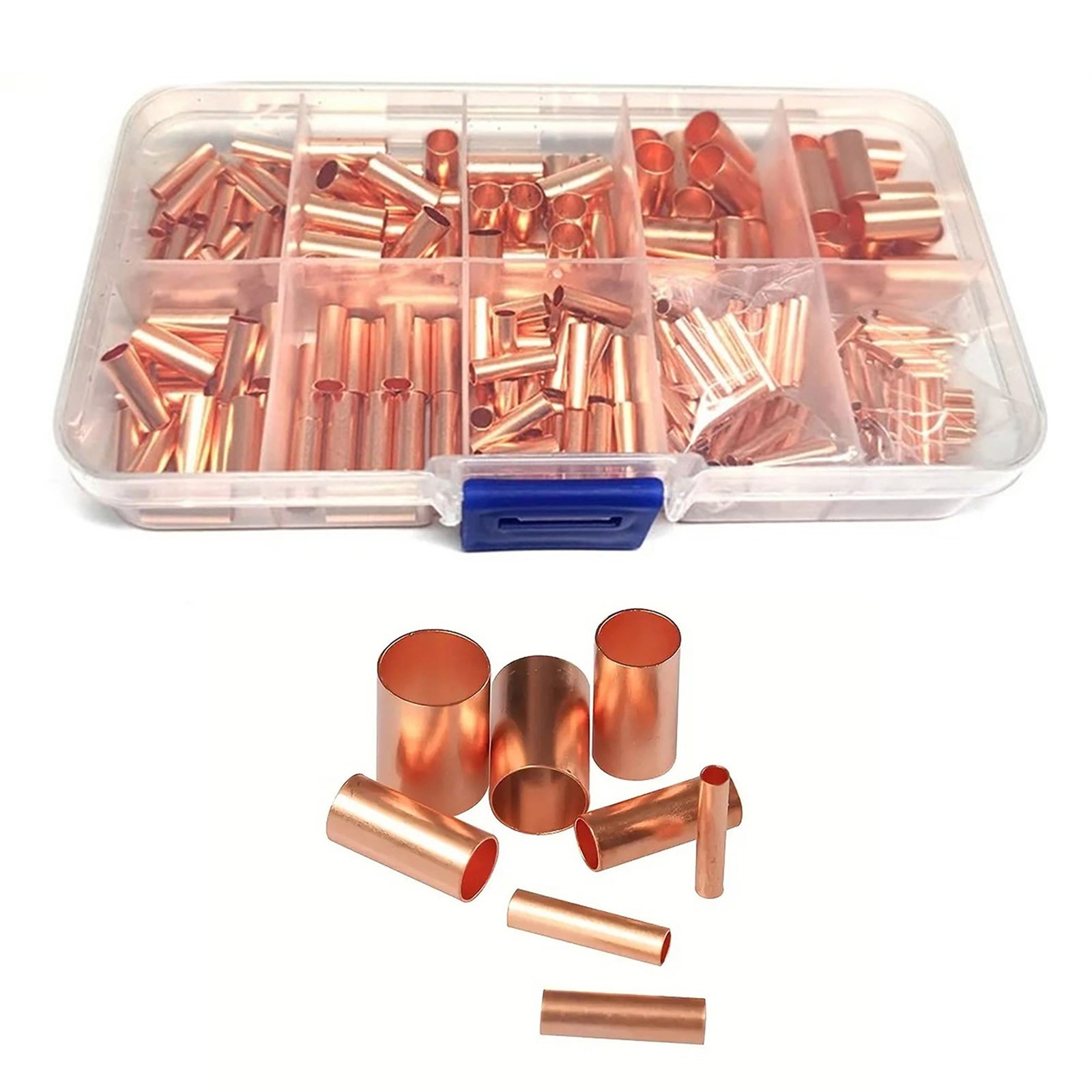 250Pcs 7 Size Wire Butt Splice Ferrules Kit Copper Crimp Connector Accessories