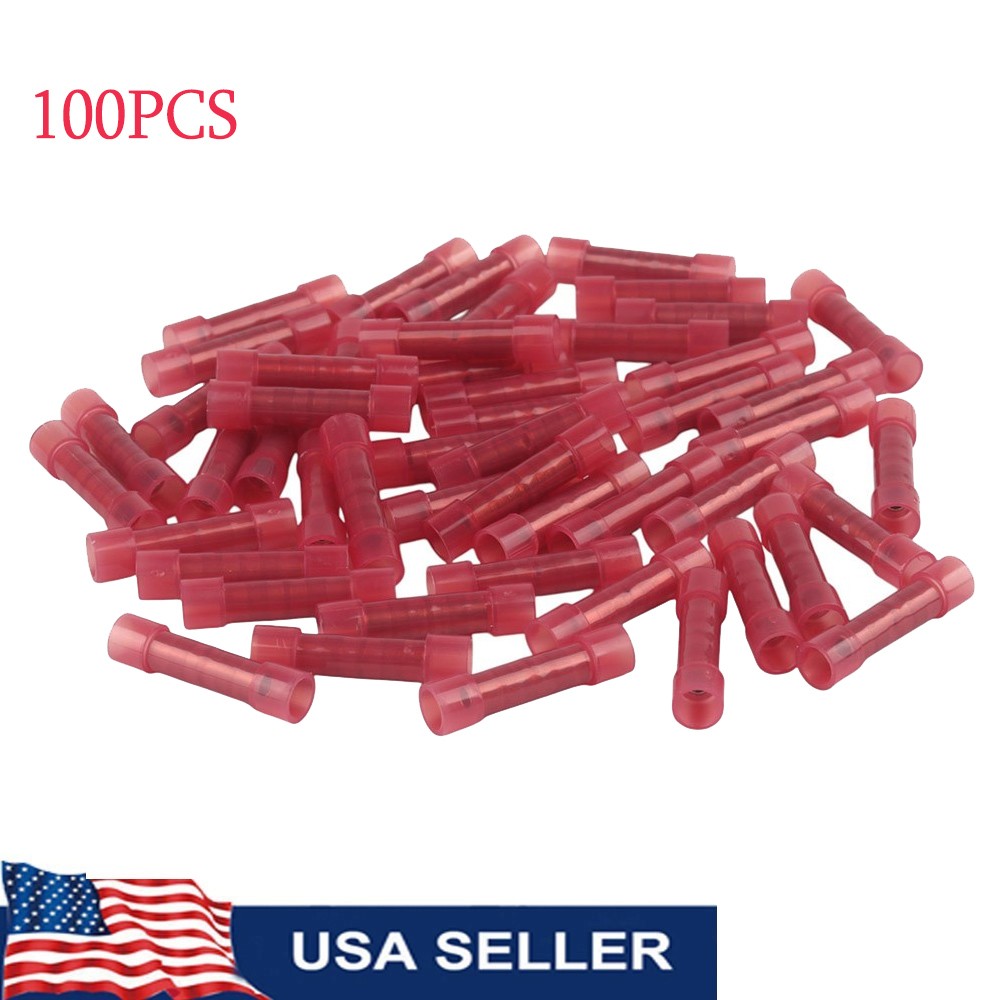 22-18 AWG GA Wire Seamless Nylon Butt Connectors Crimp Wire Terminal 100pcs