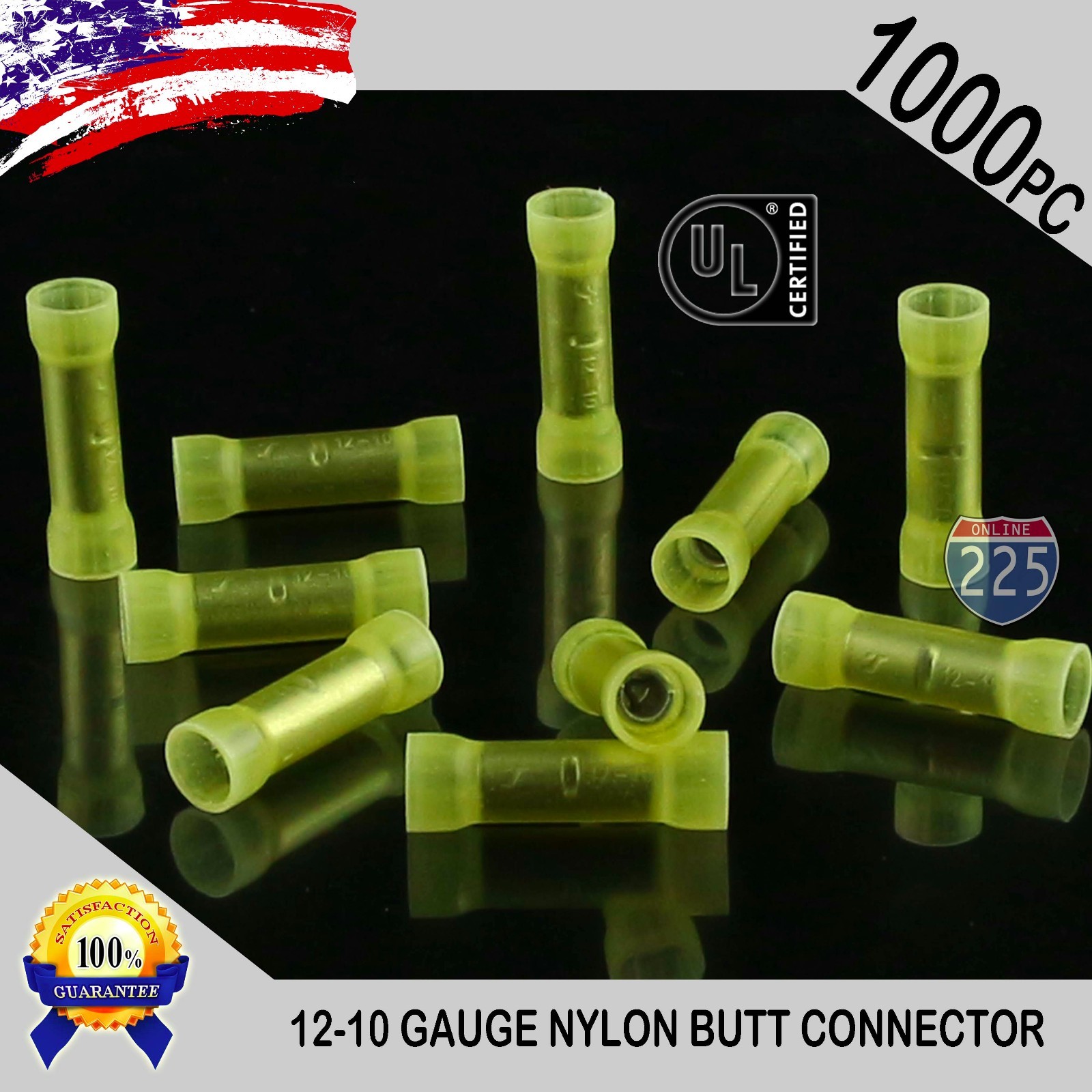 1000 Pack 12-10 Gauge Wire Butt Connectors Yellow Nylon 12-10 AWG Crimp Terminal