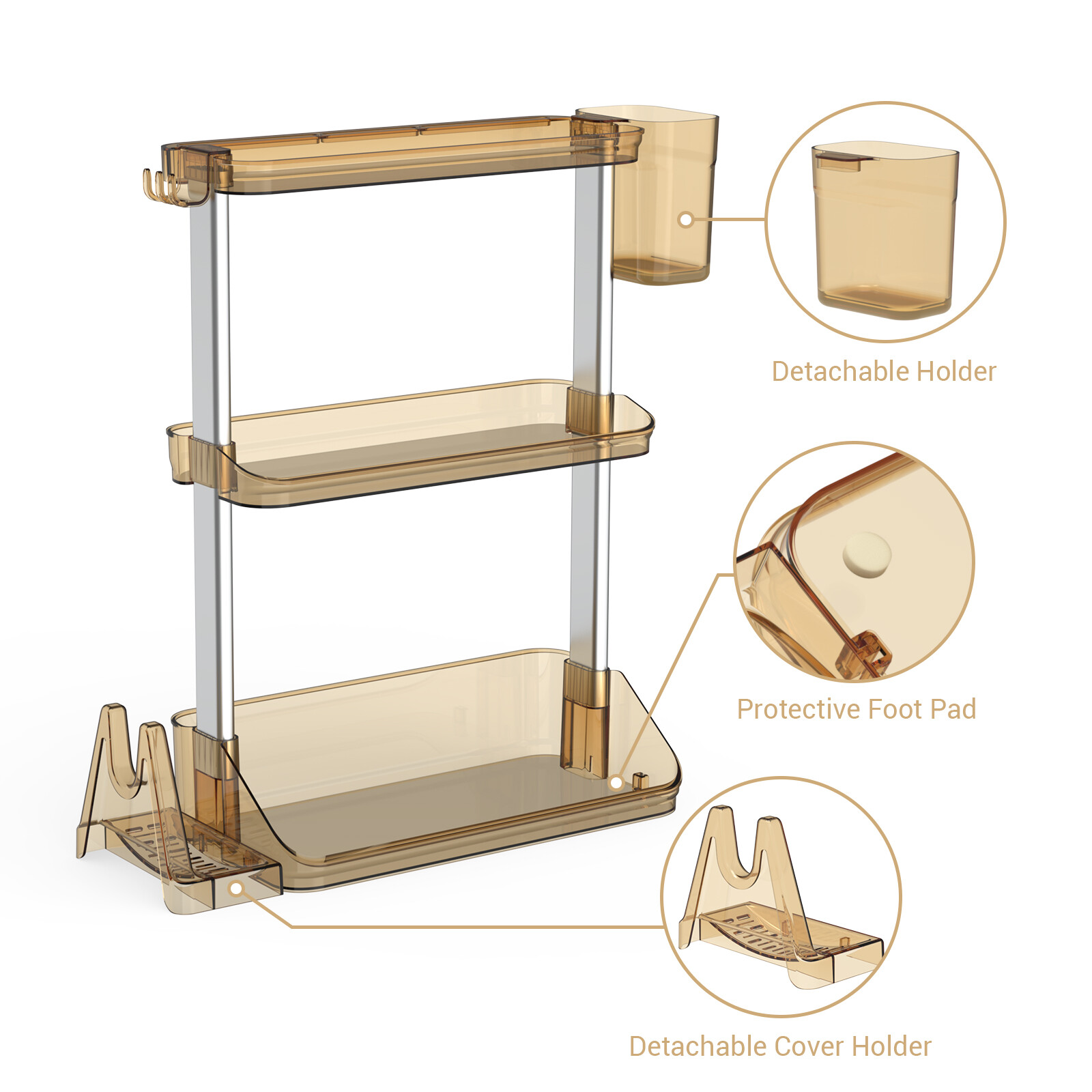 3 Tier Storage Organizer Shelf Kitchen Basket Bathroom Countertop Shelving Unit
