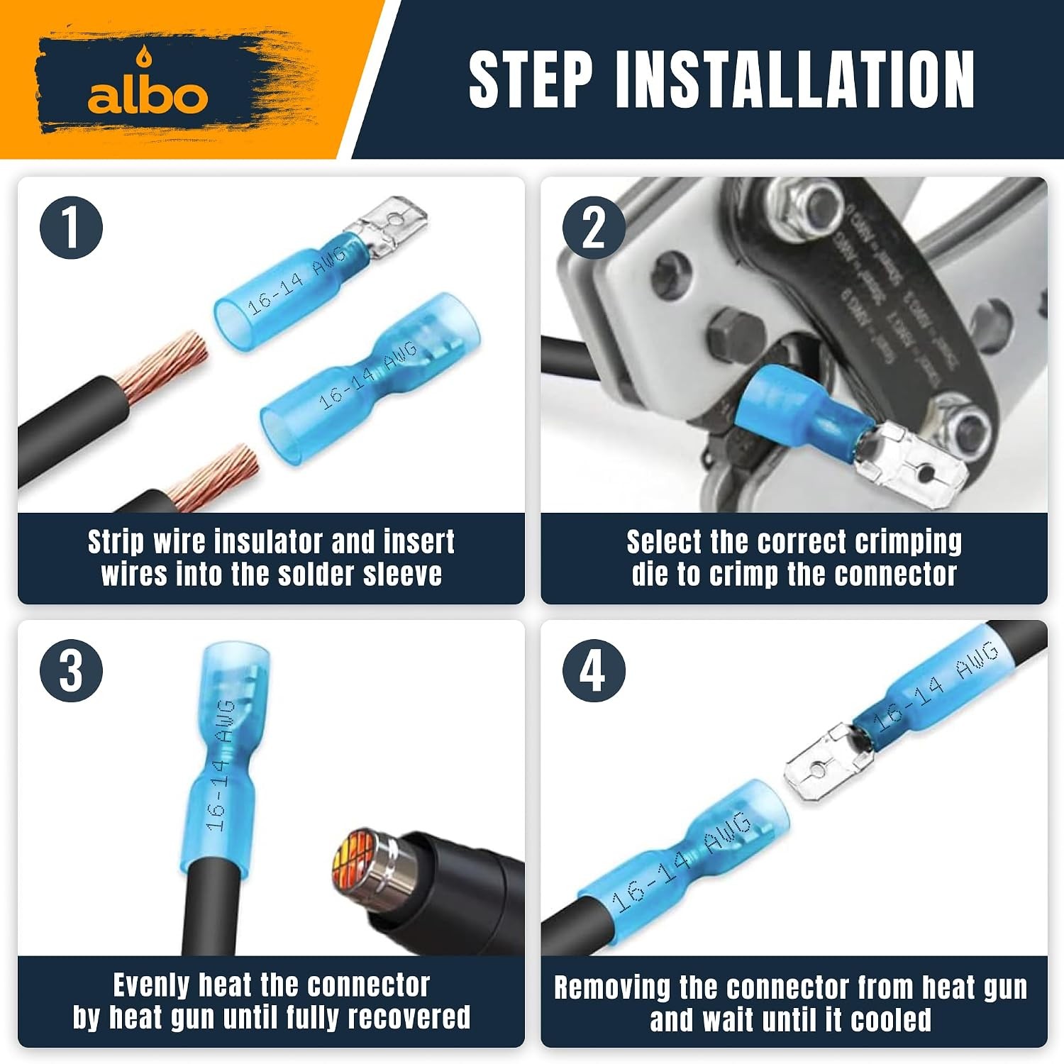 Heat Shrink Spade Connectors Kit, Waterproof Terminals for Marine & Automotive