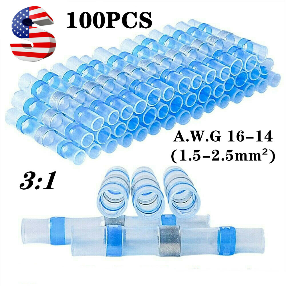 Car Waterproof Heat Shrink Tube Butt Terminal Solder Seal Sleeve Wire Connectors