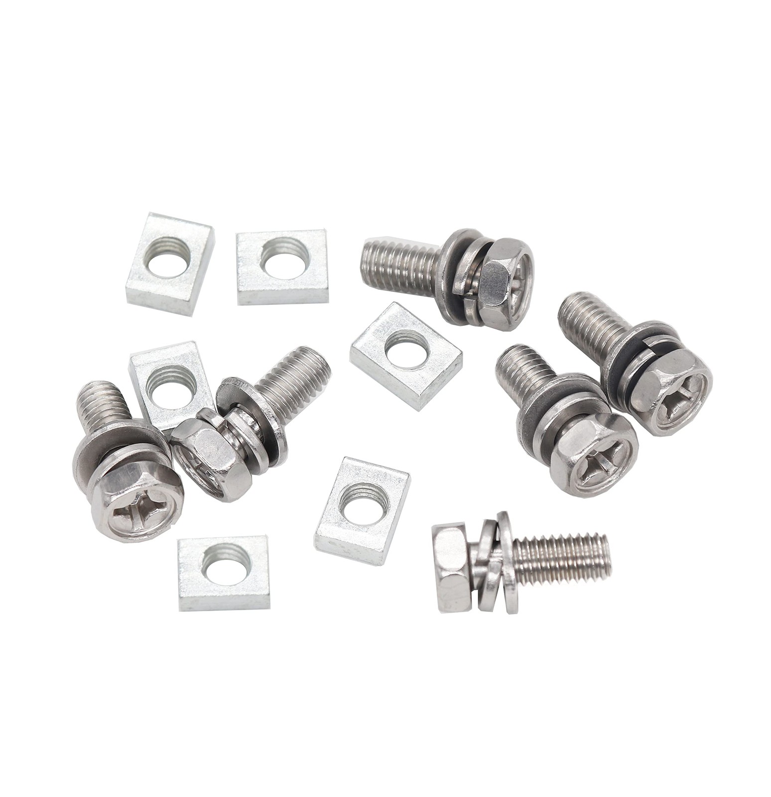 binifiMux 6-Pack Motorcycle Battery Terminal M6 x16mm Bolt Square Nut Kit, St…