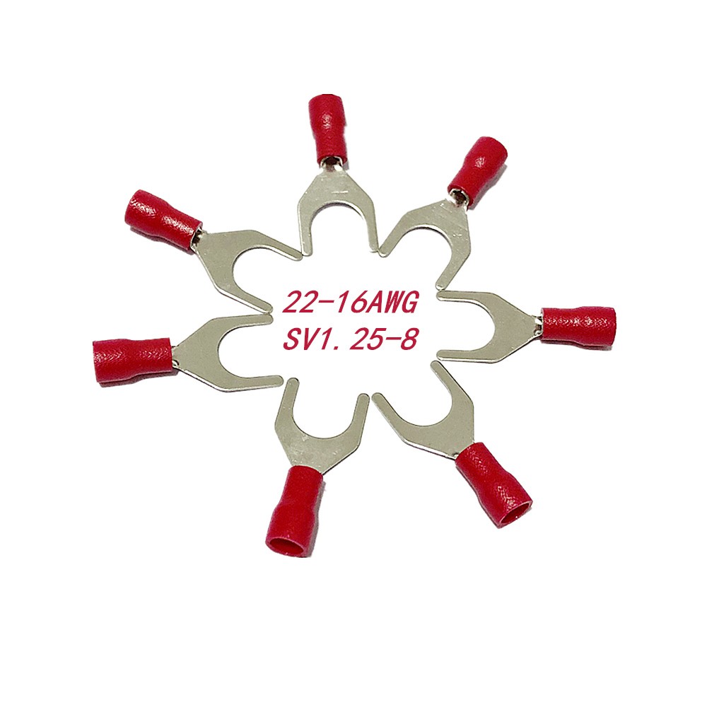 22-16 AWG Wire Cable Connector Insulated Fork Spade Terminal 5/16″ Red 50/100PCS