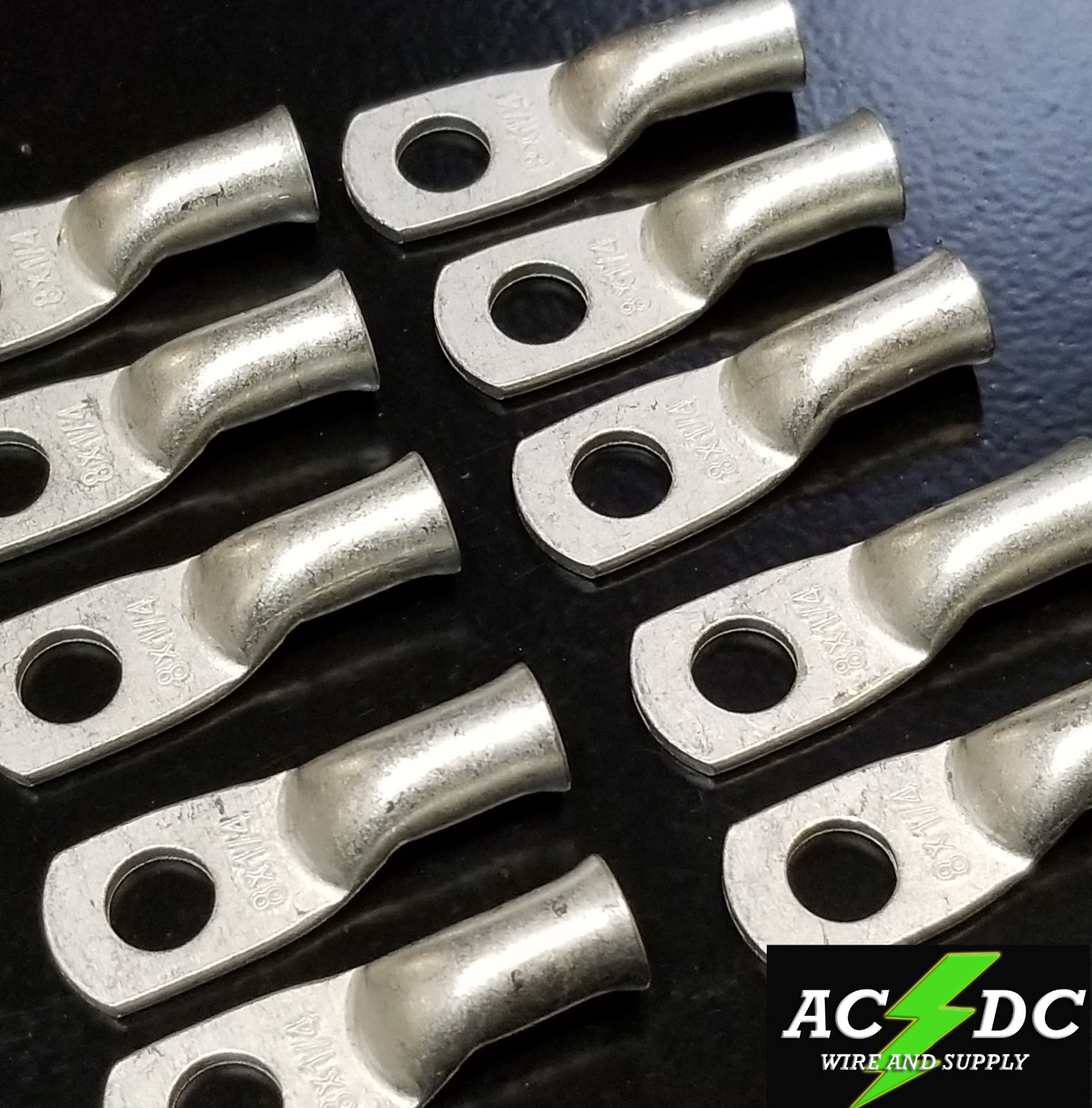 100 Lot 8 AWG Ring 1/4″ Hole Terminal Lug Tin Plated Copper Cable lug Gauge