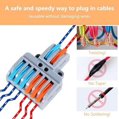 65 Pcs Lever Wire Connectors, Electrical Compact 65PCS mixed connectors