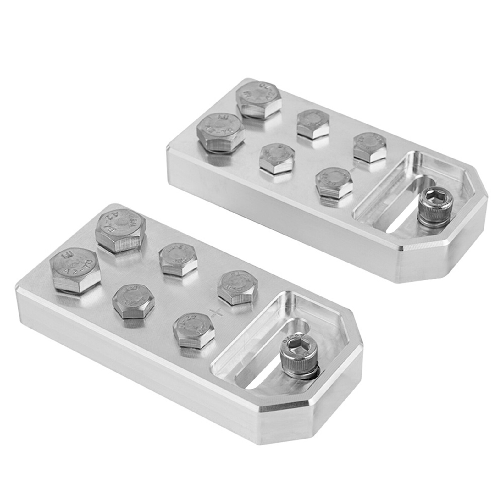 Pair of Car Audio 6 Spot Flat Battery Terminals Bolt Use Only Grade Aluminum