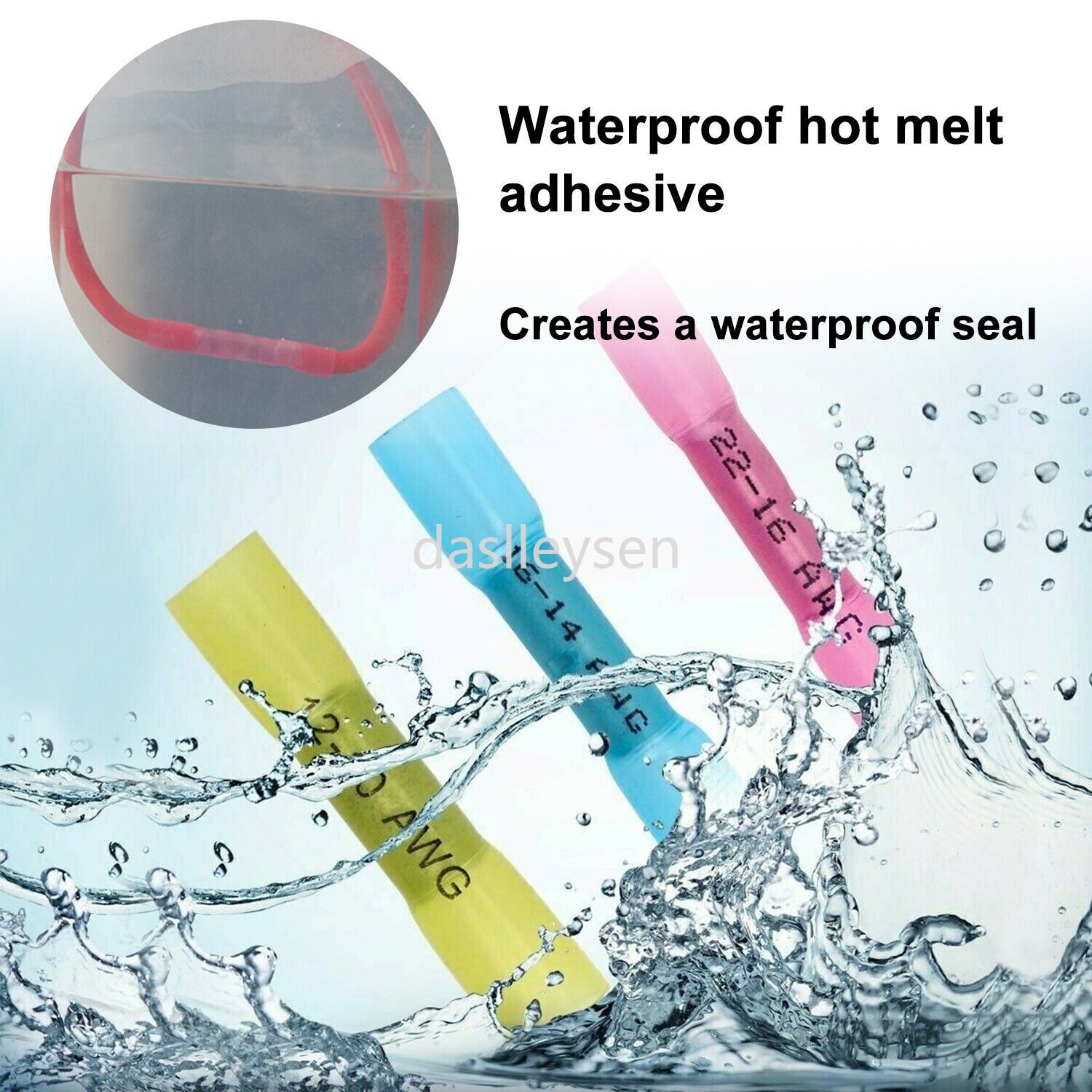 1000PCS Heat Shrink But Connector Waterproof Marine Electrical Wire Butt Splice