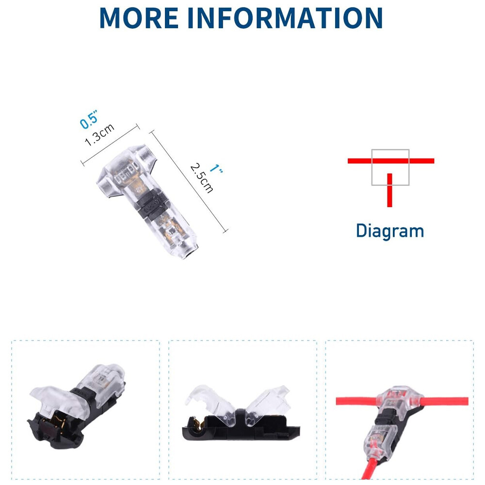 Low Voltage Wire Connectors, 24Packs Quick Solderless Wire Splice Connector 3Way
