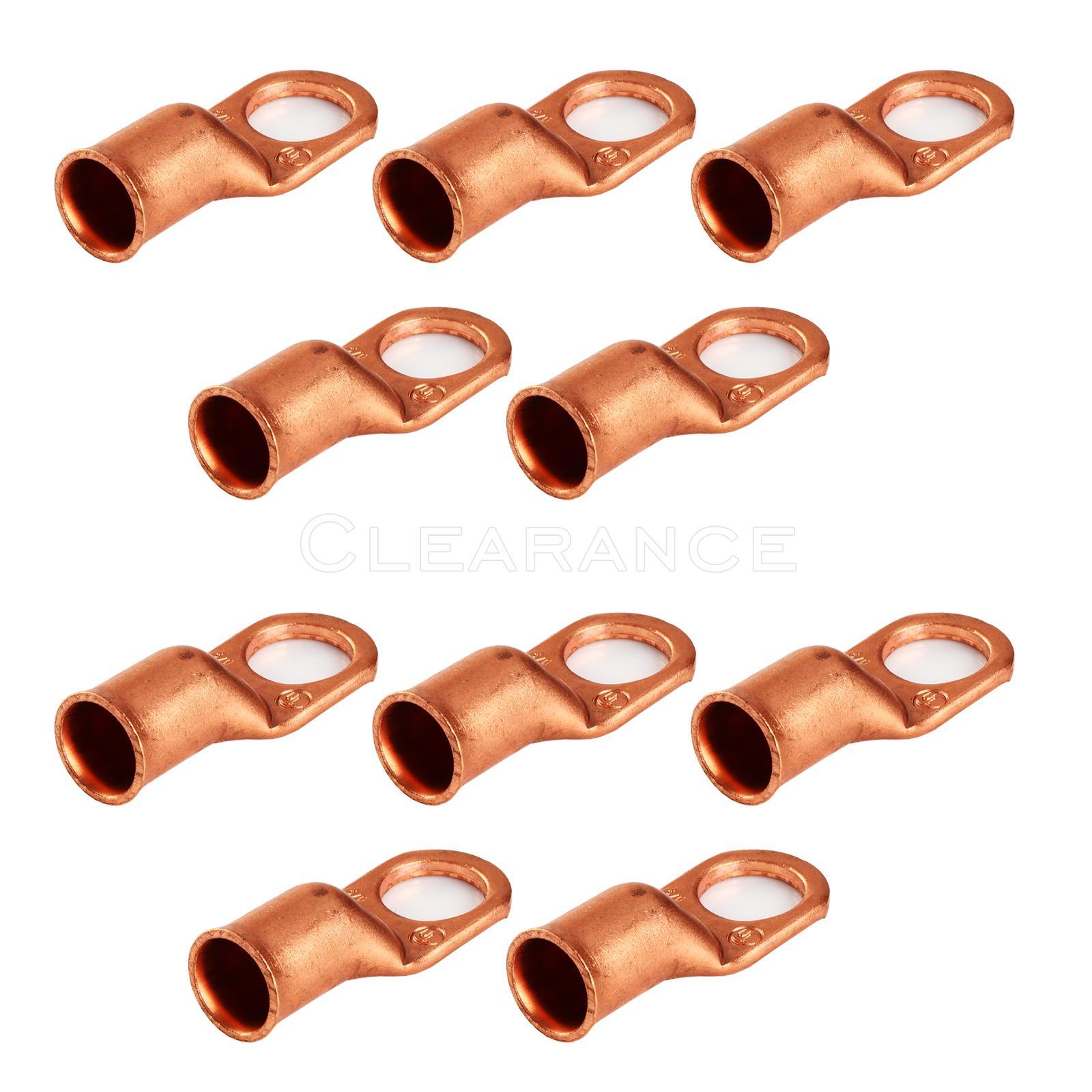 Copper Non-Insulated 1 or 0 G Wire Gauge 1/2″ Ring Terminals 10 pcs