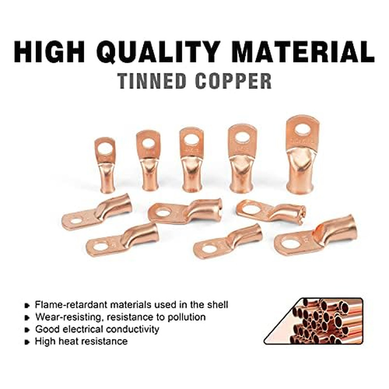 8Pcs 4/0 Awg – 3/8″ (M10) Wire Lugs Ring Terminal Connectors Ends Heavy Duty fo