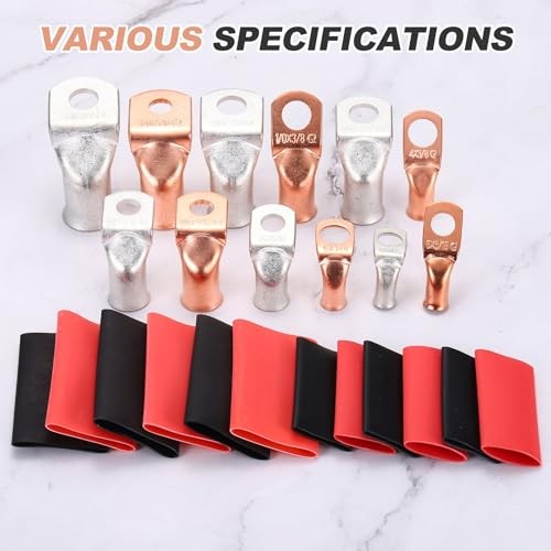 10pcs 6 Awg 45° Bent Copper Lugs Battery Cable Ends, 6 Gauge 6 Awg x 5/16″