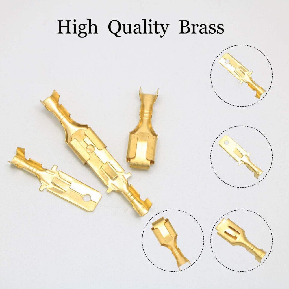 1-20 Set 6 Pin Socket Plug Male Female Brass 6.3mm Spade Terminal Wire Connector