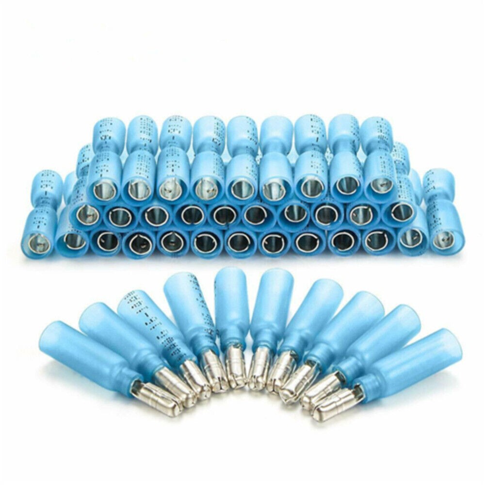 10-200 Pairs Blue Heat Shrink Bullet Male Female Crimp Terminals Wire Connectors