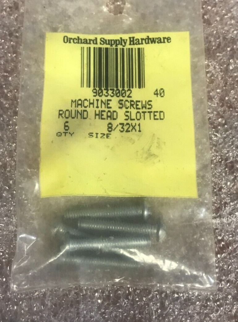 Orchard Hardware Round Head Slotted Machine Screws 8-32 x 1″ Qty. 6