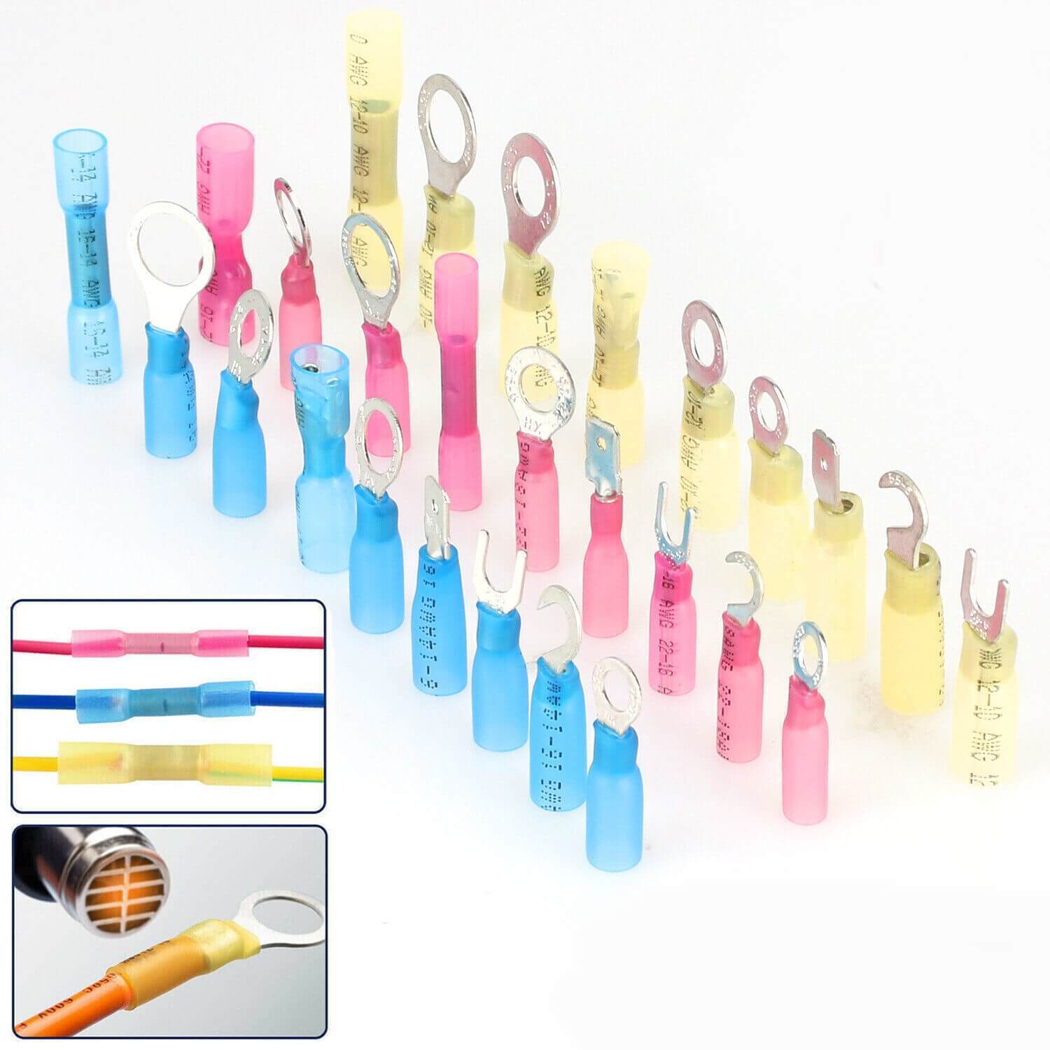 Assortment Heat Shrink Wire Connectors Electrical Ring Spade Crimp Terminal USA
