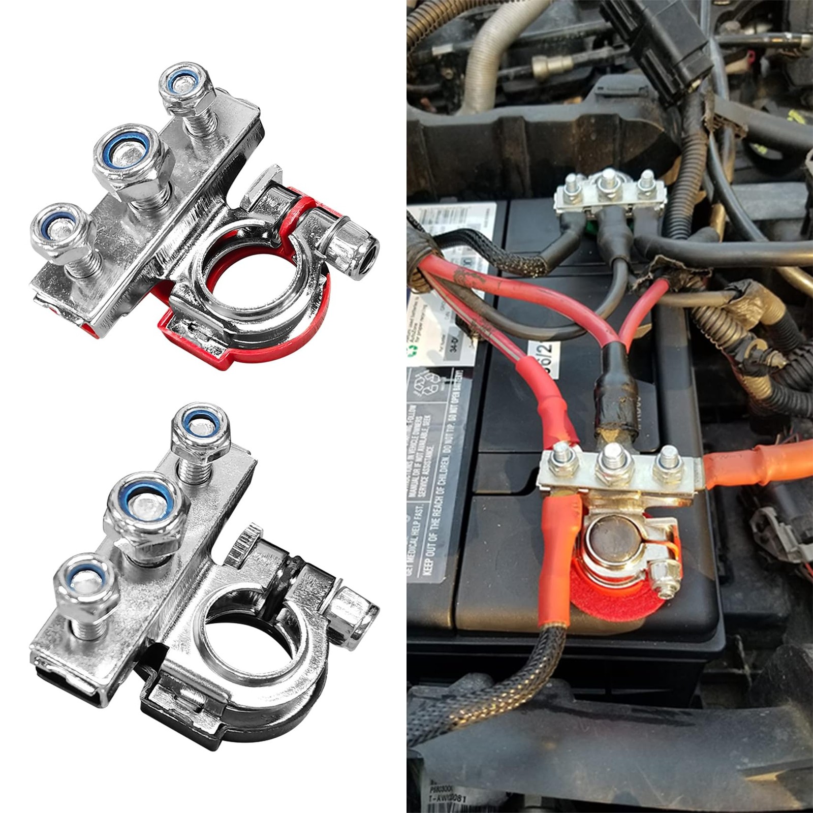2PCS Battery Terminal Connectors, Battery Cable Terminal End, Universal 12V