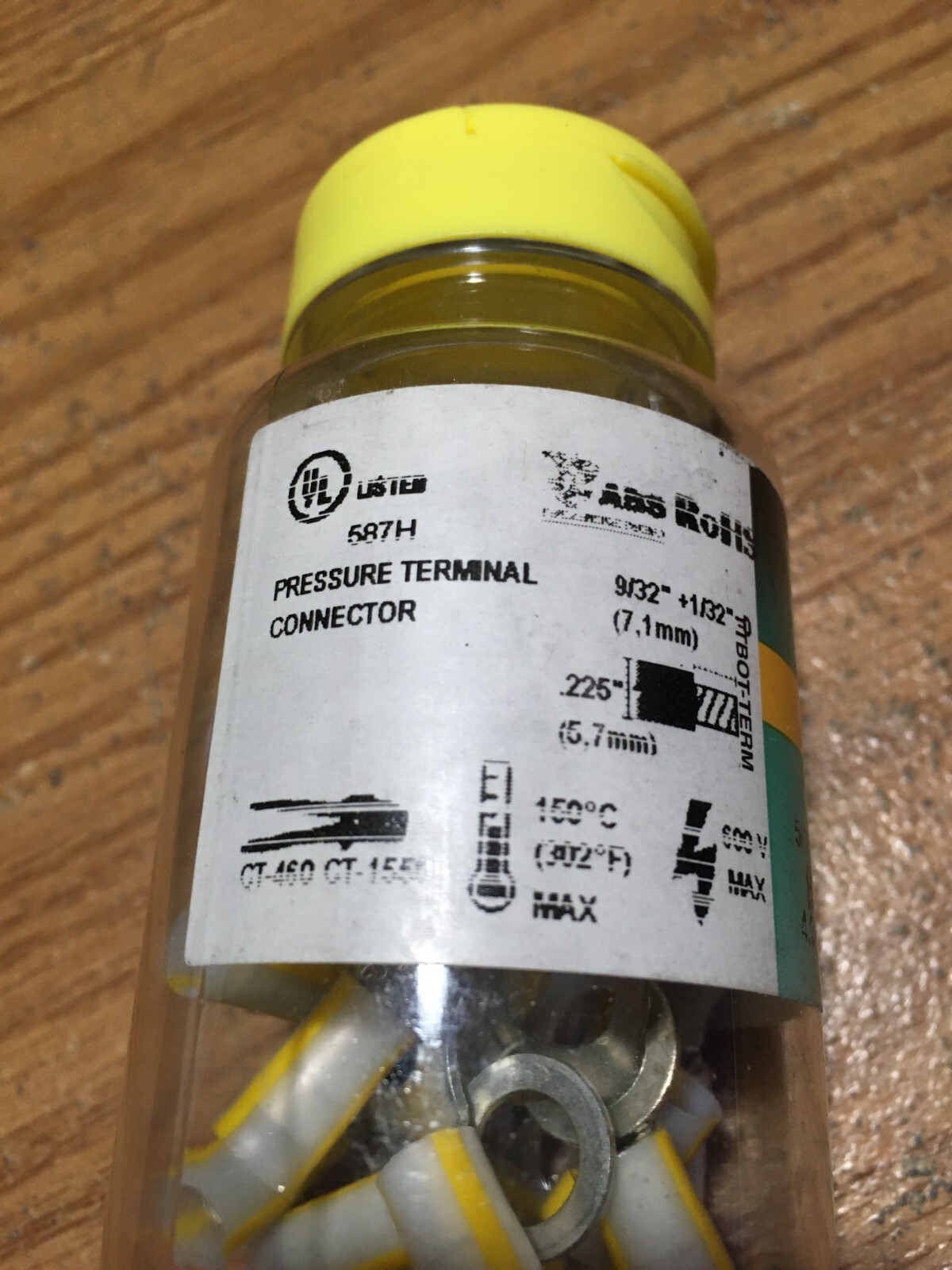 Panduit® – Ring Terminal: Yellow, Nylon, 5/16 in Stud Size, 12 AWG Qty 25