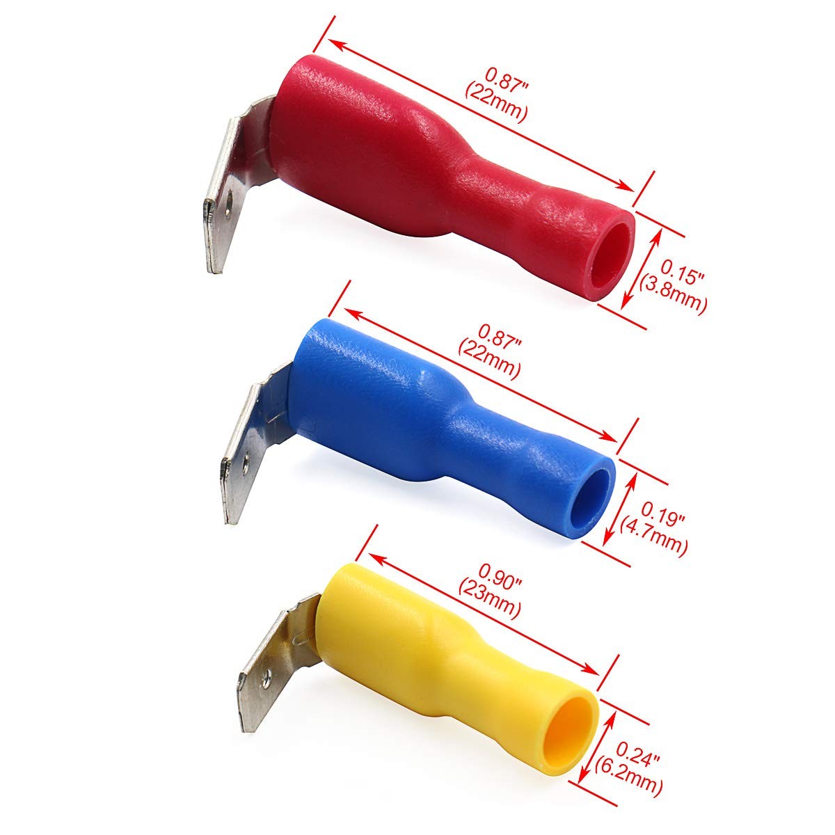 1/4 inch Piggyback Spade Crimp Terminal Connector 22-10 AWG 100 Pack