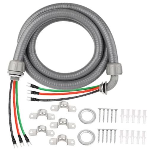 8FT Non-Metallic Liquid-Tight Conduit Kit, 1/2″ Pre-Wired 8 ft With Terminals