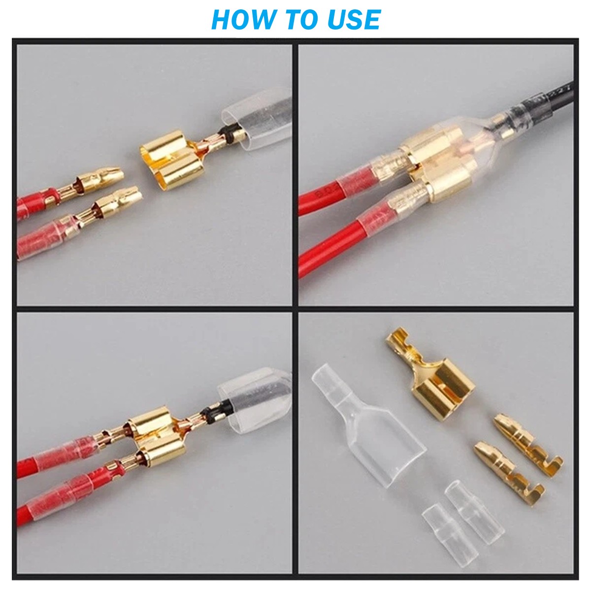 140/700PCS Double Bullet Wire Connectors 3.9mm Male Female Brass Crimp Terminals