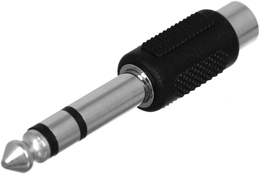 CESS 6.35mm 1/4 Inch Stereo TRS Male Plug to RCA Female Jack Silver Adapter Conn