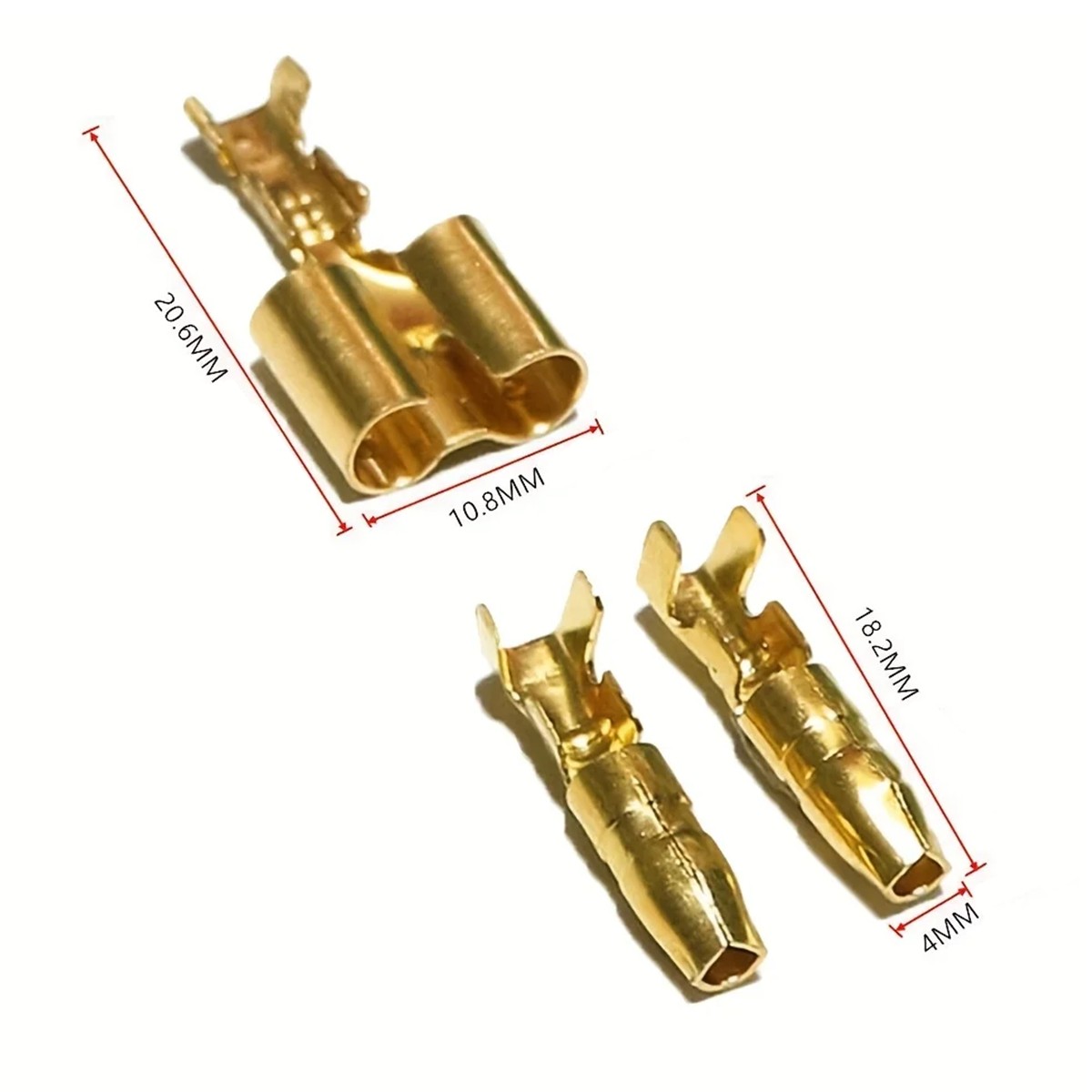 140/700PCS Double Bullet Wire Connectors 3.9mm Male Female Brass Crimp Terminals
