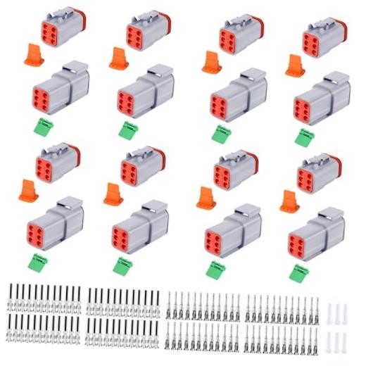 134 PCS Deutsch DT Grey Connectors 8 Set, Waterproof 6 Pin 8 Set 6 Pin