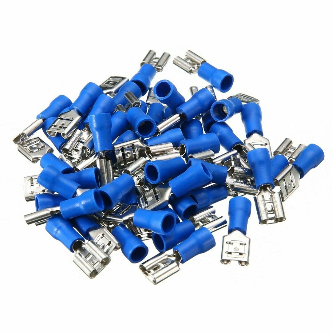 50pcs Female Spade Blade Wire Connectors Insulated Crimp Terminal 1.5-2.5mm²
