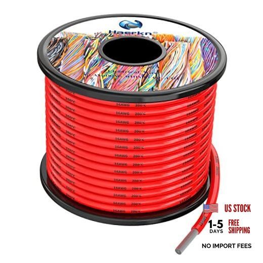 16awg Silicone Electrical Wire Cable 50ft 16 Gauge Hookup Wires 16awg 50FT Red