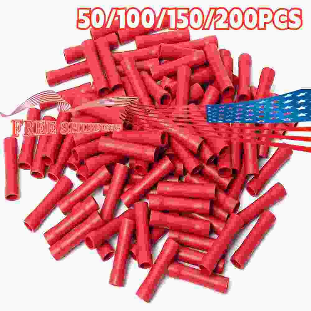 50-200× Straight Electrical Wire Connectors Ferrule Butt Splice Crimp Terminals
