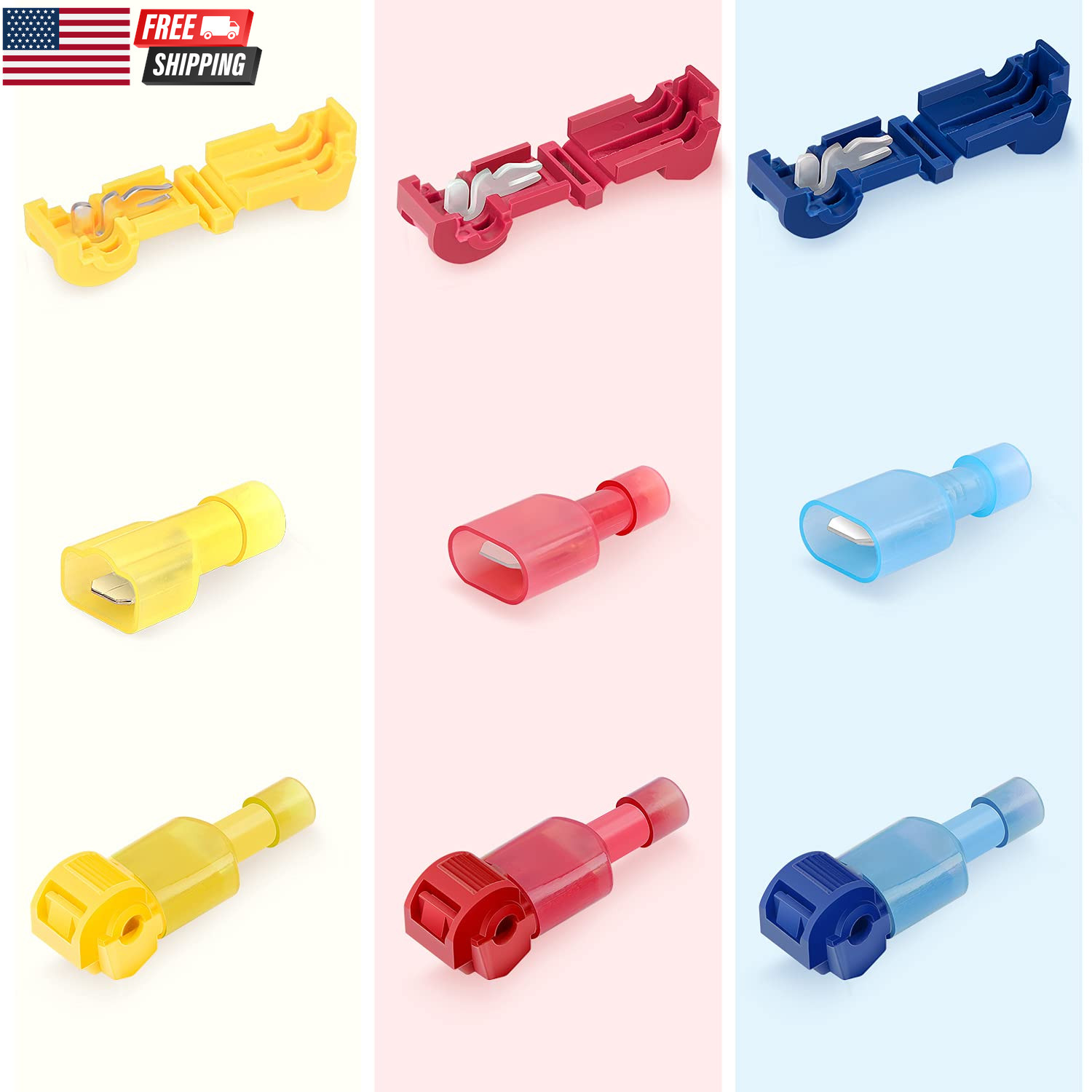 – 50004R 120 Pcs/60 Pairs Quick Splice Wire Terminals T-Tap Self-Stripping with