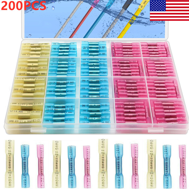 200/100x Assortment Heat Shrink Wire Connectors Seal Electrical Crimp Terminals