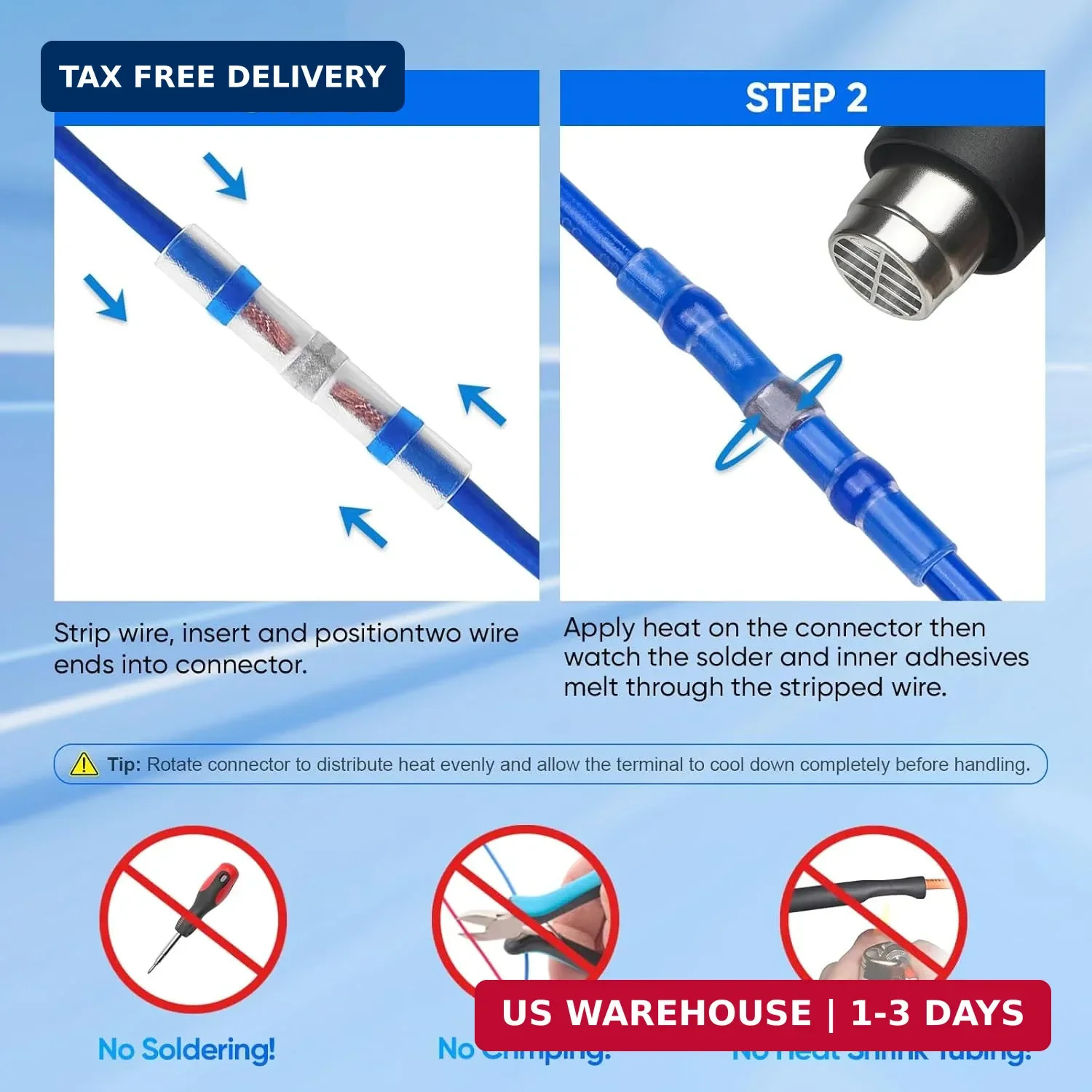 TICONN 150 PCS Solder Seal Wire Connectors, Heat Shrink Butt Connectors, Waterpr