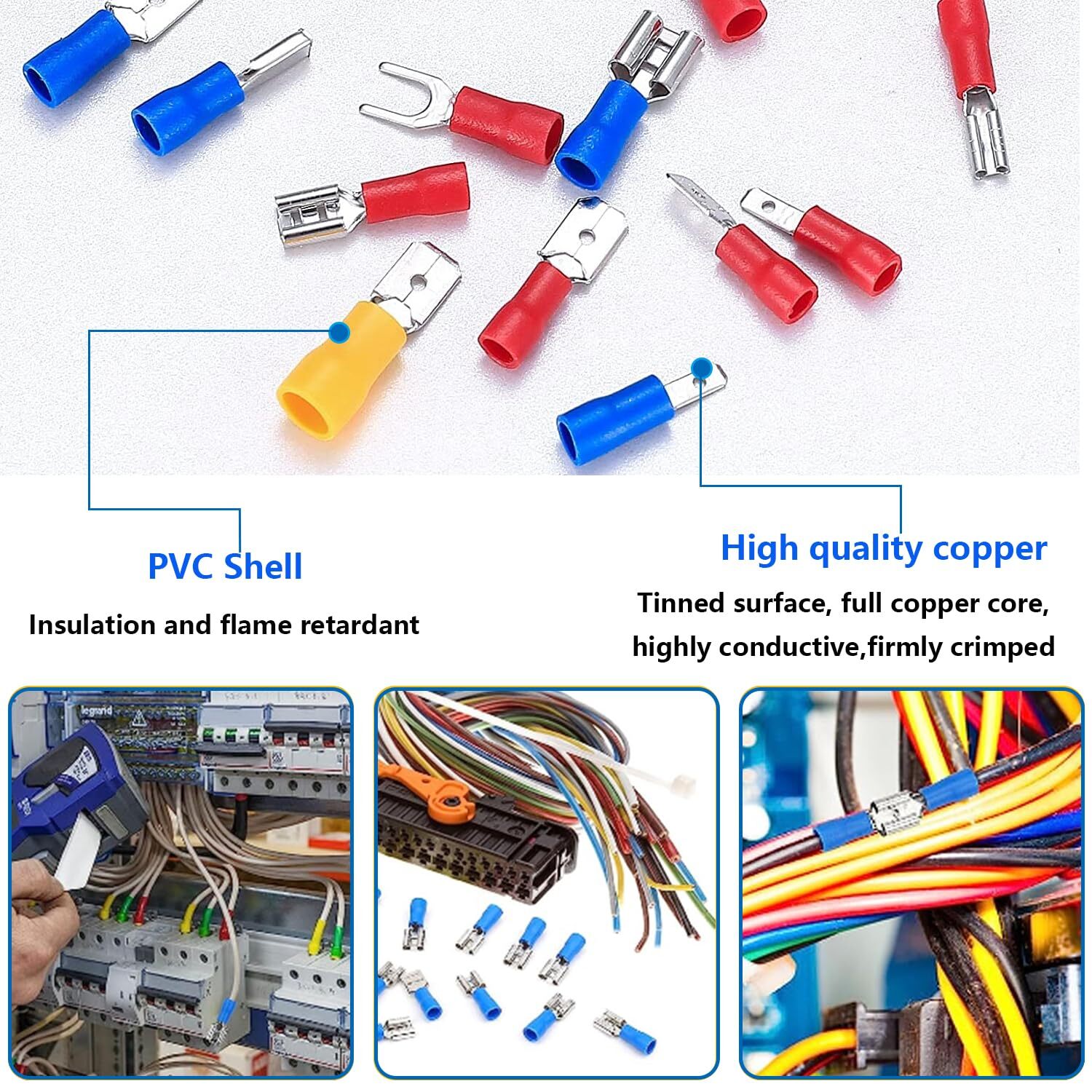300PCS Assorted Insulated Spade Crimp Electrical Wire Terminals Connectors Kit