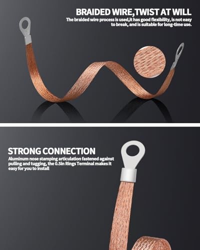 6 PCS Copper Braided Ground Strap 12 Inch Engine Car Universal