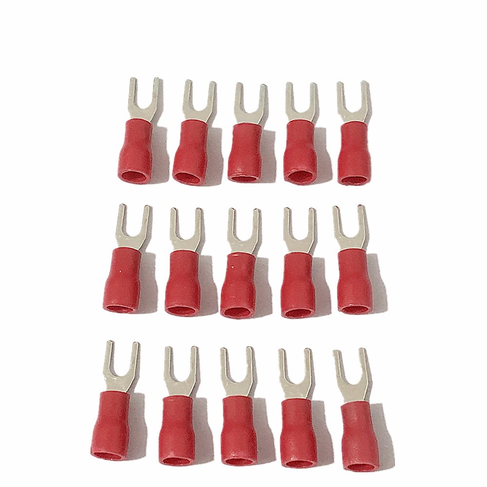 SV1.25-3 22-16AWG Red Pre Insulated Fork Type Terminals Connectors 50 Pcs