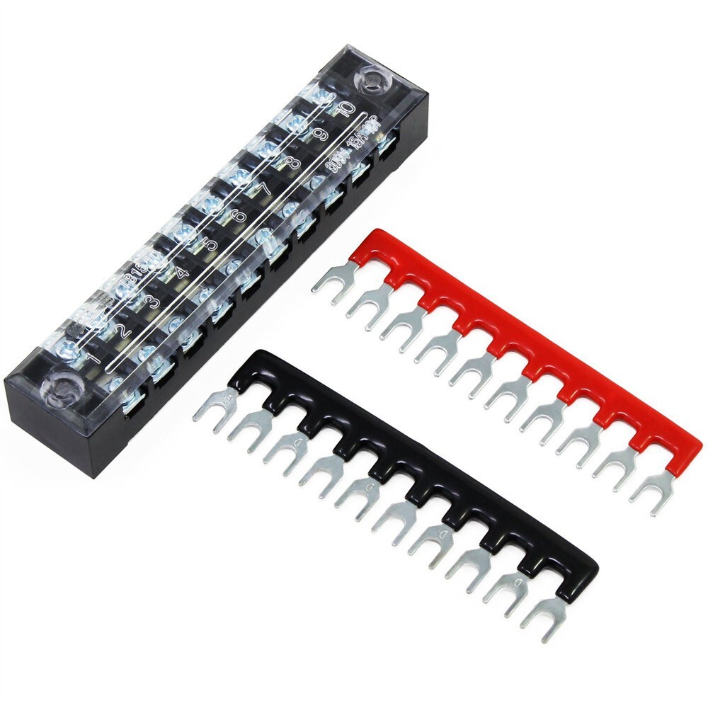 10 Positions Dual Row 600V 15A Screw Terminal Blocks Pre-Insulated Barrier Strip