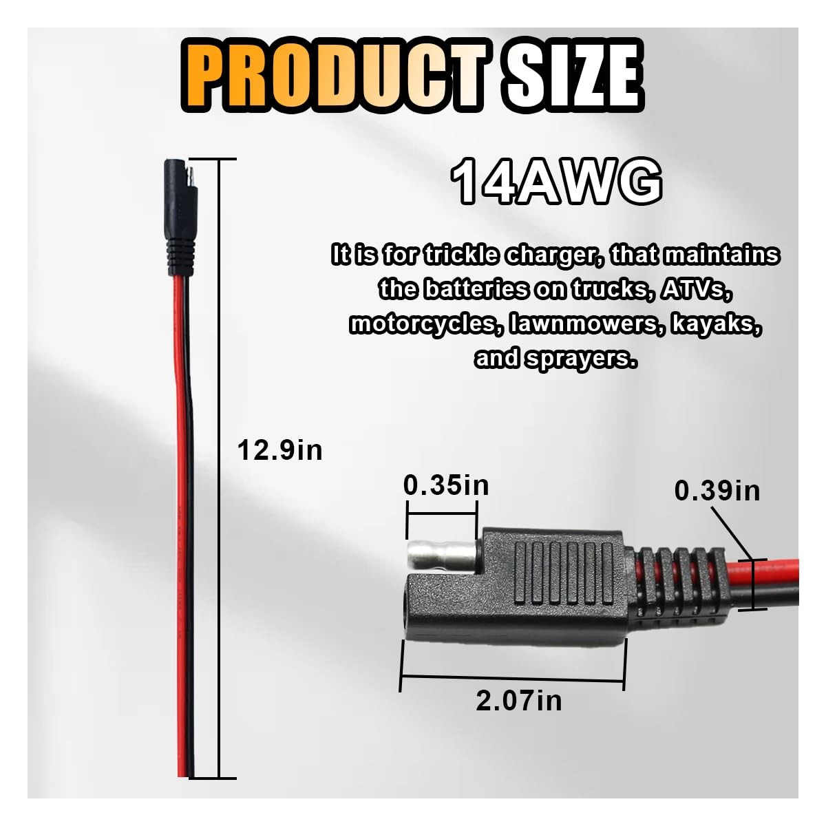 5PCS 14AWG 2 Pin SAE Quick Disconnect Wire Harness Extension Cable Connector
