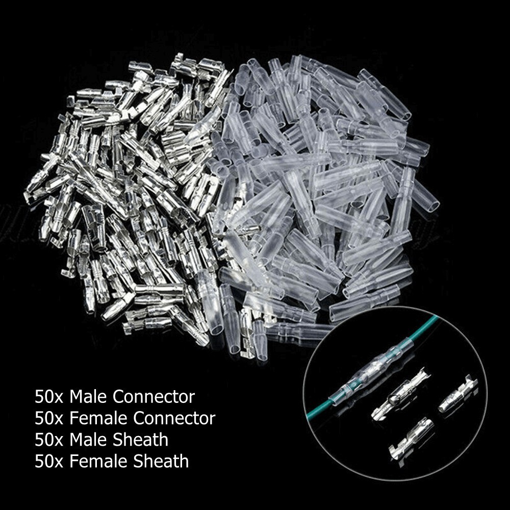 200PCS 4.0mm Bullet Terminal Car Electrical Wire Female Male Connector Set US