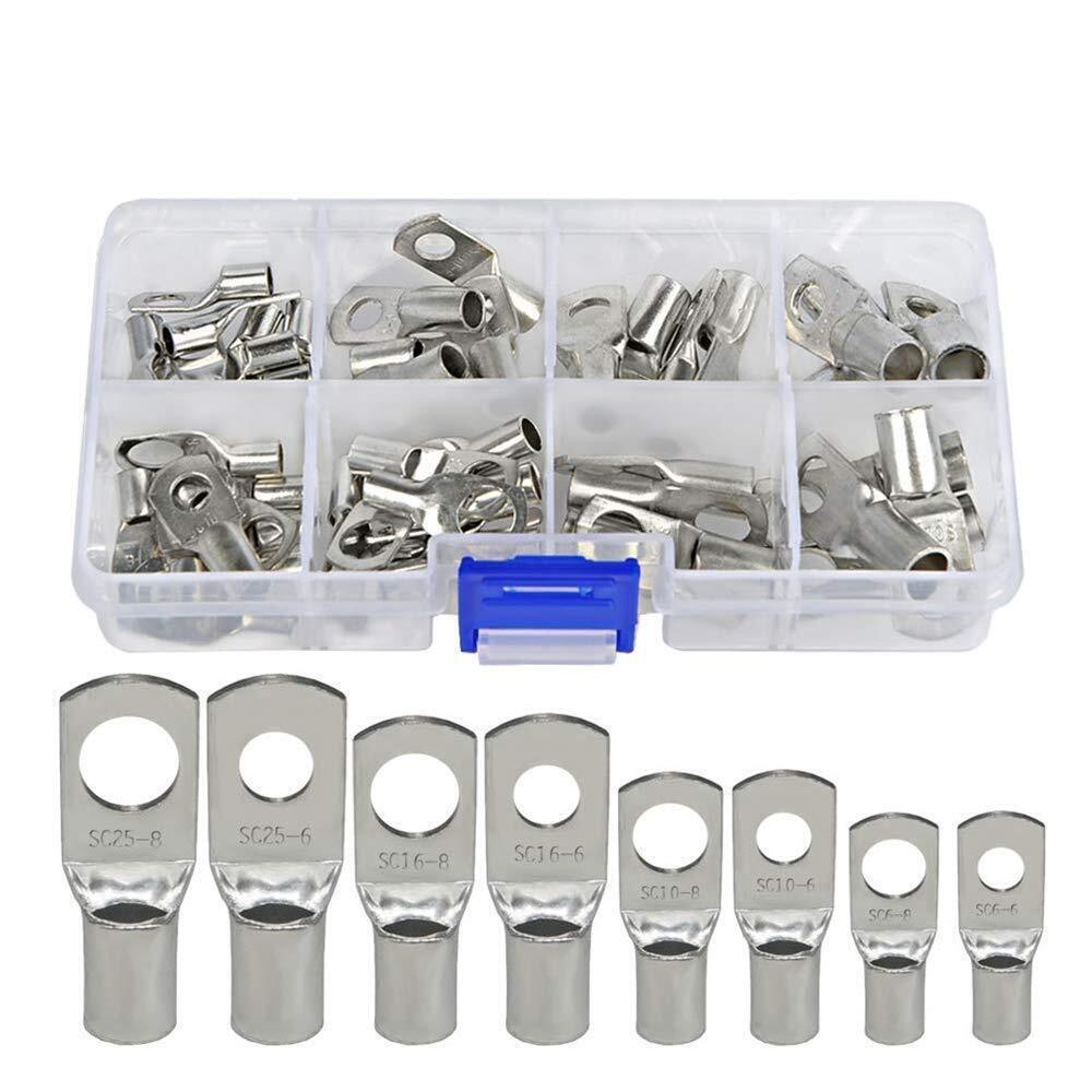 1-140PCS Cable Lugs Copper Ring Crimp Terminal/Plier Car Battery Wire Connectors