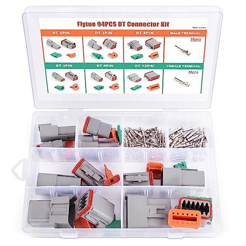 94PCS Electrical Wire Connector Plug – 6 Sets – 2 3 4 6 8 12 Pin Deutsch DT